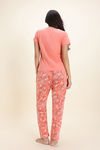Zivame Floral Hush Knit Cotton Pyjama Set - Burnt Coral — thumbnail 4